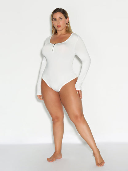 Basic Zipper Collar Bodysuits