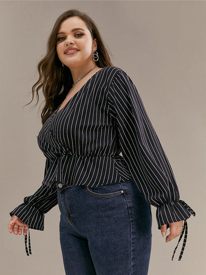 Knotted Surplice Neck Blouse