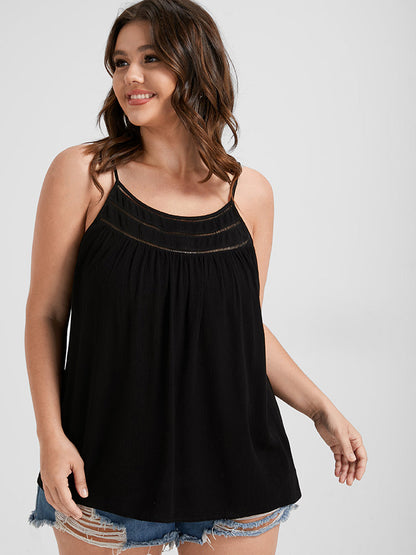 Solid Lace Patchwork Cut Out Cami Top