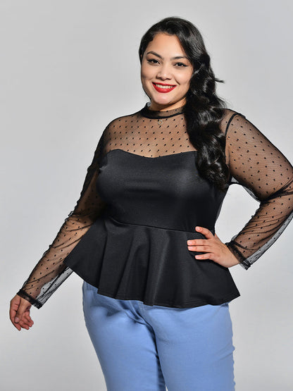 Polka Dot Mesh Blouse