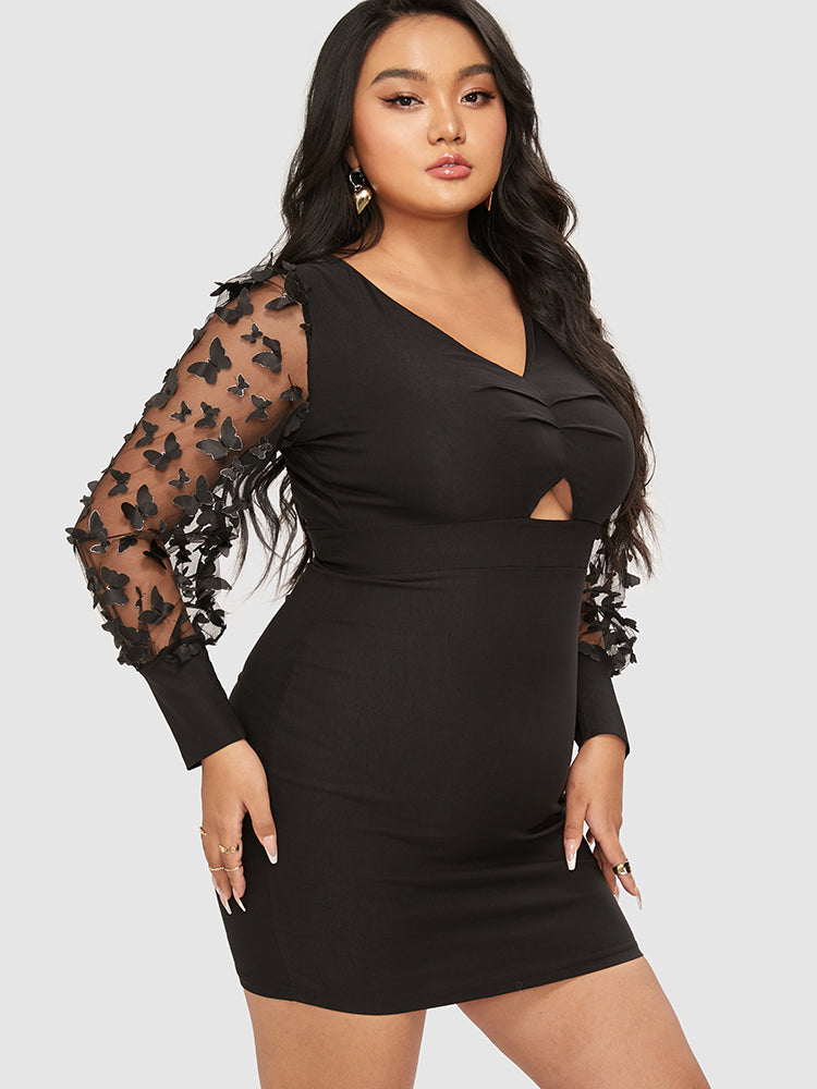 Butterfly Patched Cut Out Bodycon Dress