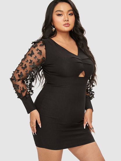 Butterfly Patched Cut Out Bodycon Dress