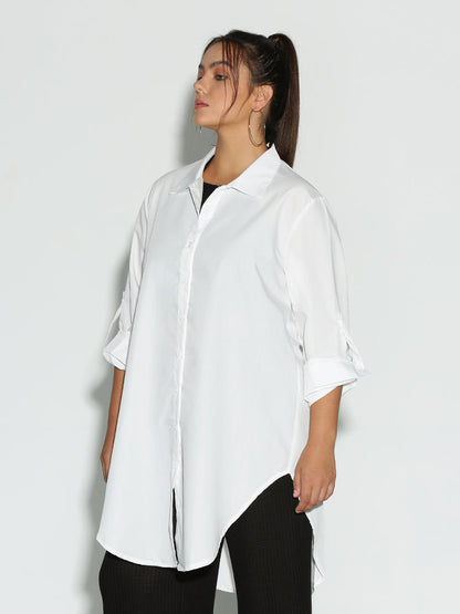 Irregular Hem Shirt Dress