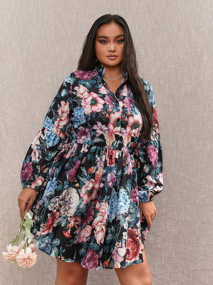 ruffled hem knot front floral dress