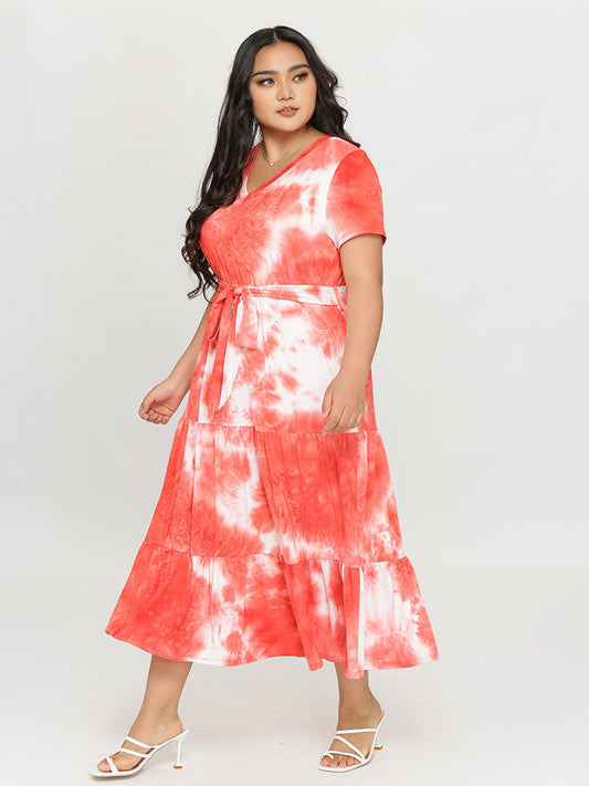 V-Neck Waist Knot Dress