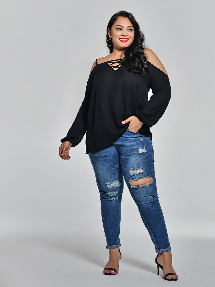 Hollow Out Sexy Sling Irregular Hem Top