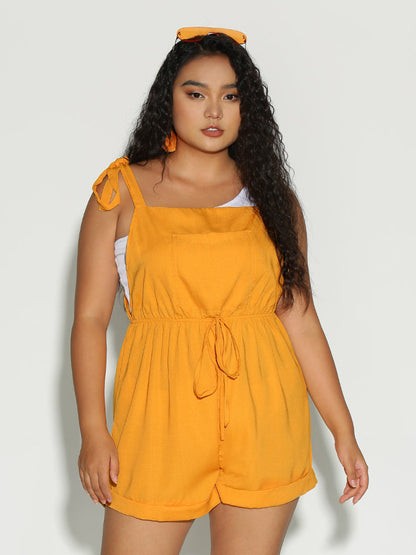 Knotted Shoulder Waist Romper