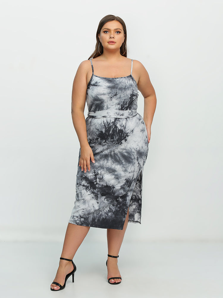 Tie Dye Belted Cami Dress