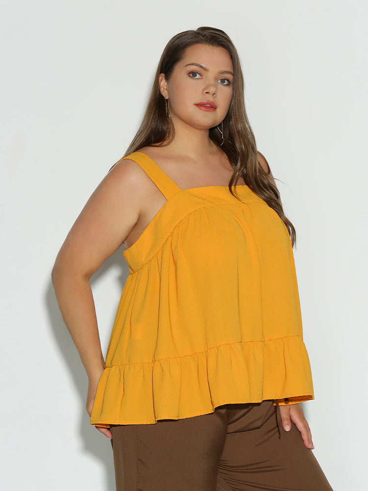 Ruffle Hem Backless Top