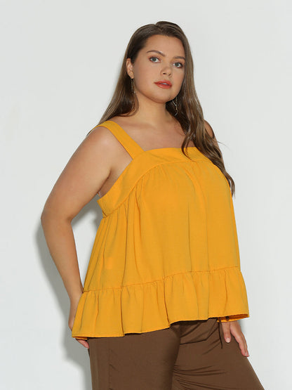 Ruffle Hem Backless Top