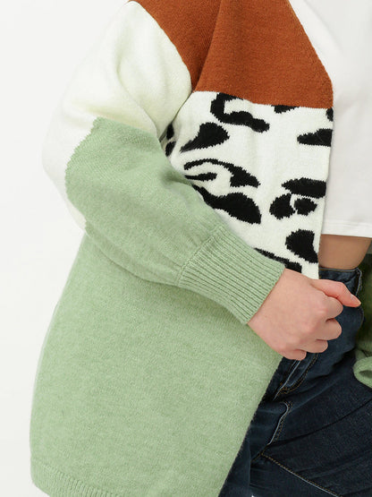Leopard Color Block Cardigan