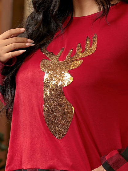 Christmas Elk Printing Pocket T-shirt