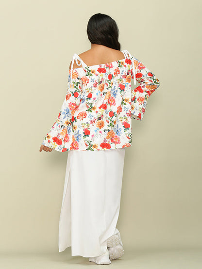 Bell Sleeve Floral Off Should Top