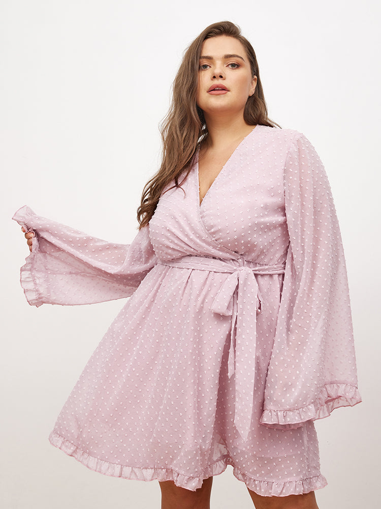 Flared Sleeve Ruffle Dress