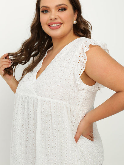 Lace Hollow Out V-neck Dress