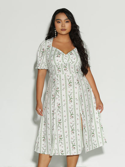 Ditsy Floral Frill Sleeve Dress