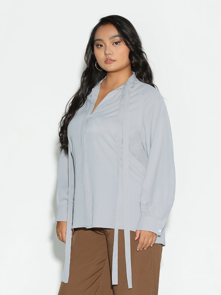 Extended Collar Lapel Blouse