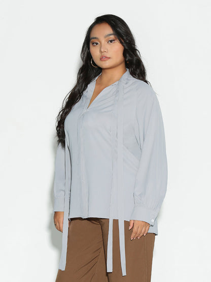 Extended Collar Lapel Blouse