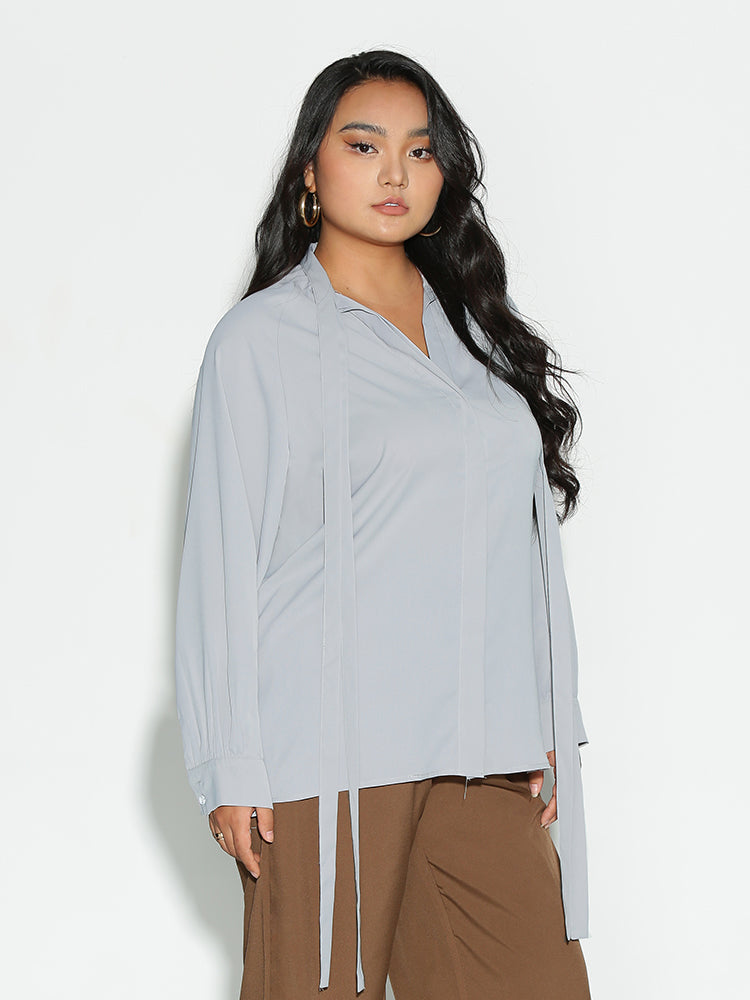 Extended Collar Lapel Blouse