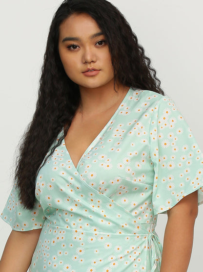 Daisy Ditsy Surplice Neck Dress