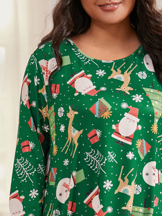 Christmas Printed Pocket Casual Dress