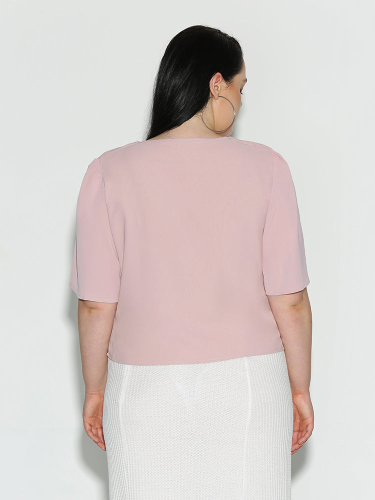 Shirred V-Neck Blouse