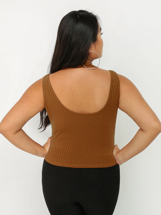 Solid Backless Crop Tank Top