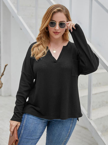 Basic Waffle V-neck T-shirt