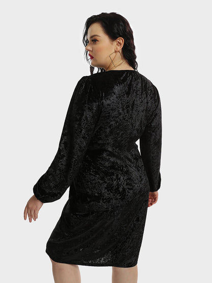 Solid Color V-neck Bodycon Dress