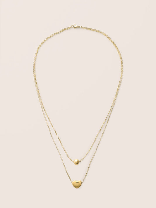 Heart Metal Detail Layered Necklace