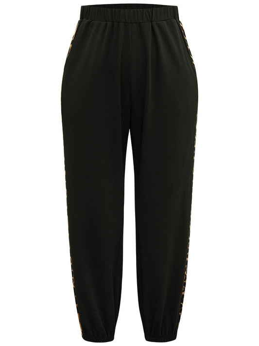 Leopard Patchwork Contrast Pants