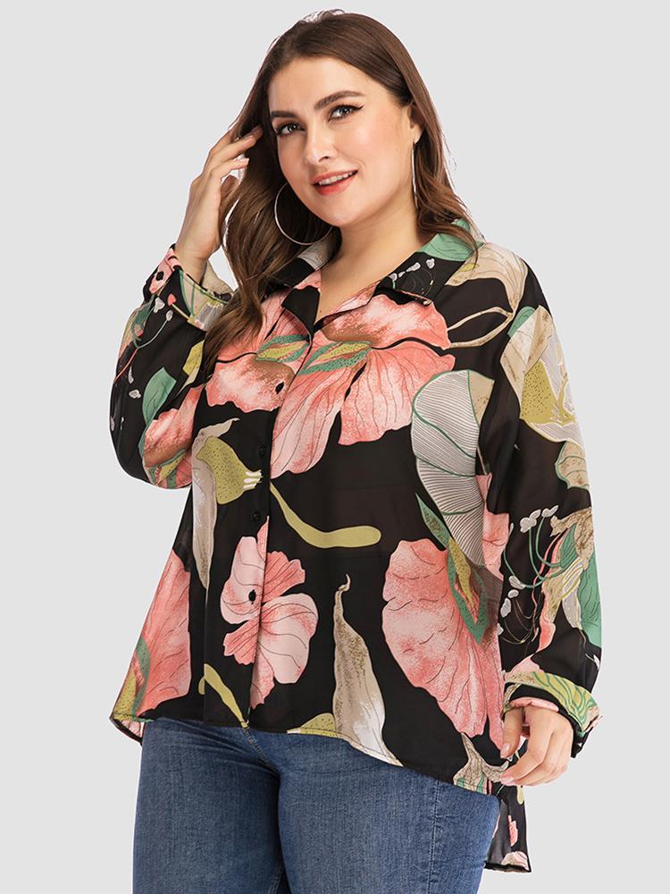 Floral Printed Long Sleeve Lapel Shirt