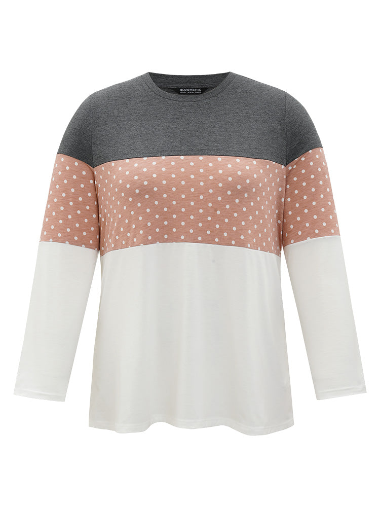 Polka Dot Contrast Patchwork T-shirt