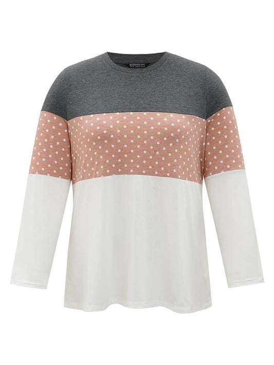 Polka Dot Contrast Patchwork T-shirt