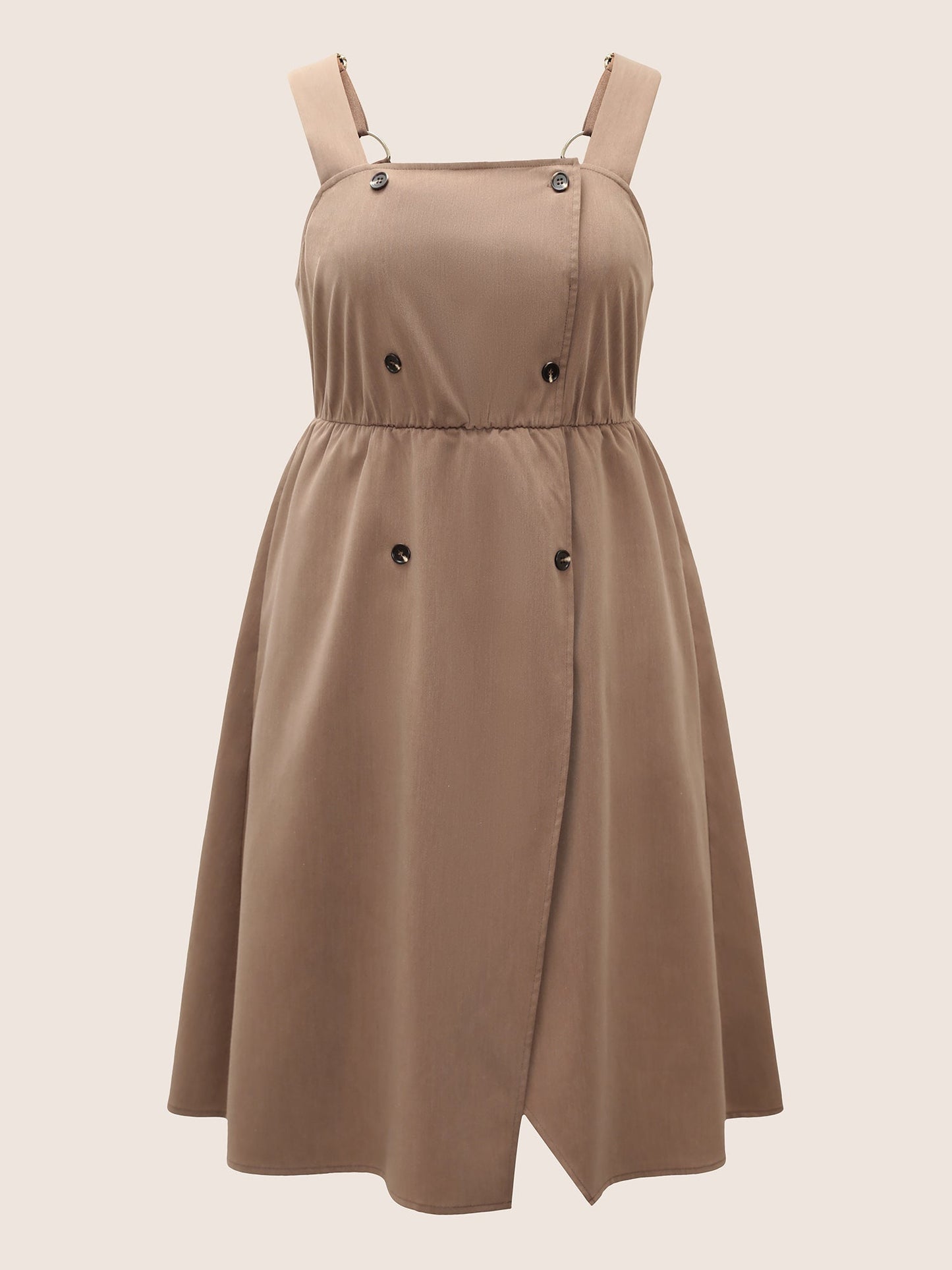 Spaghetti Strap Solid Elastic Waist Dress