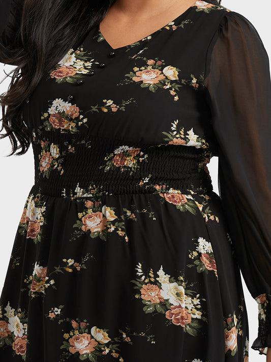 Floral Shirred Maxi Dress