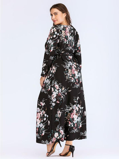 Floral Printed Round Neck Maxi Dress