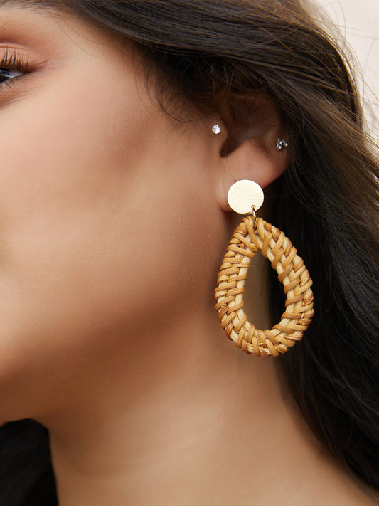 3 Pairs Vacation Woven Hoop Earrings