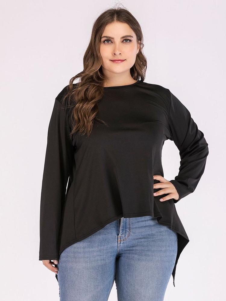 Solid Color Irregular Hem Split Backless T-shirt