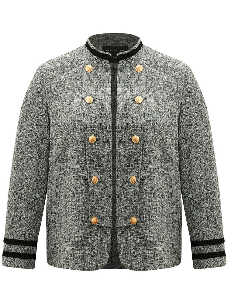 Textured Metal Detail Contrast Trim Coat