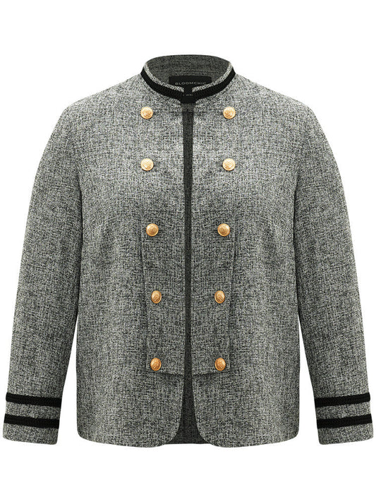 Textured Metal Detail Contrast Trim Coat