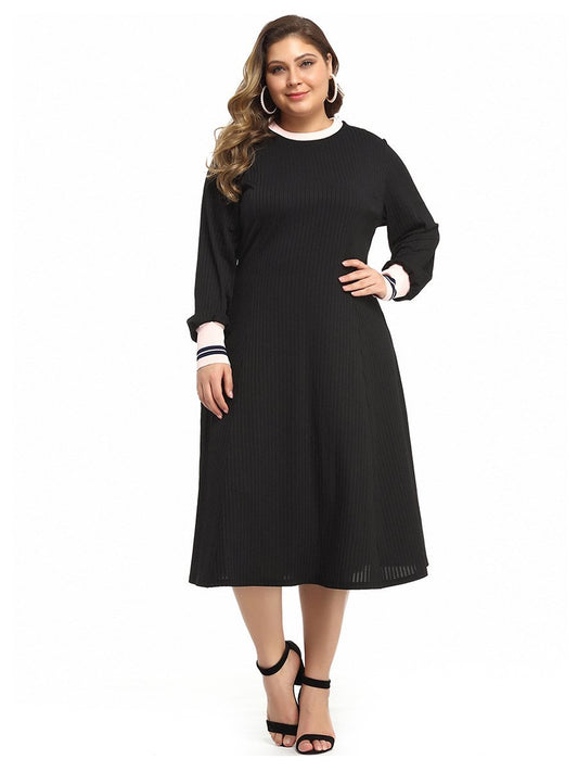 Patchwork Round Neck Knit Dress