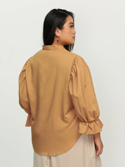 Puff Sleeve Irregular Hem Blouse