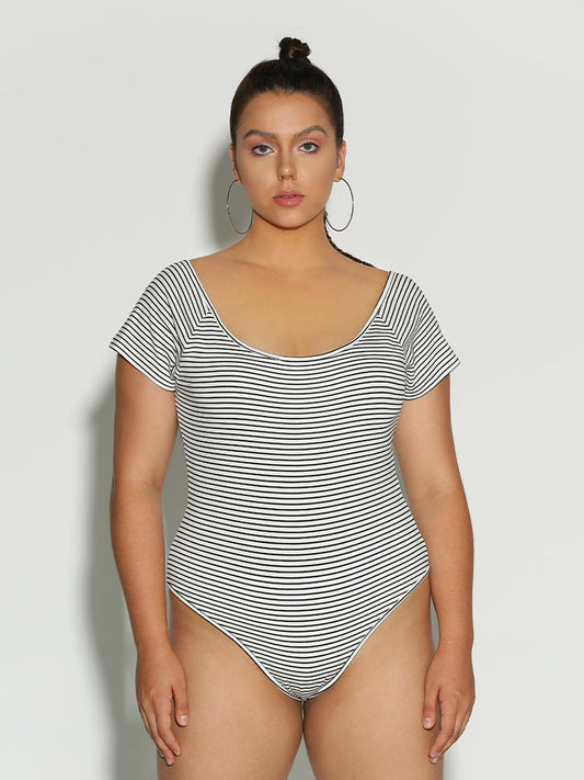 Back Cut Out Striped Bodysuit