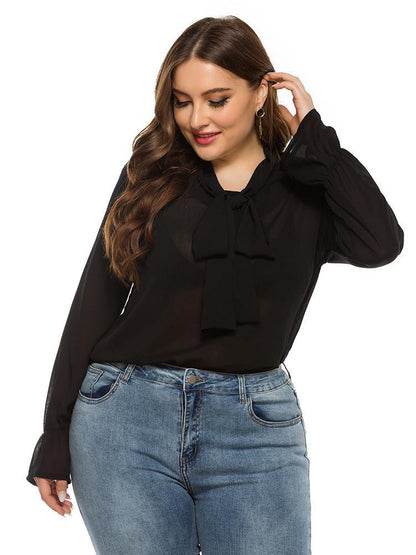 Tie Detail Sheer Chiffon Blouse