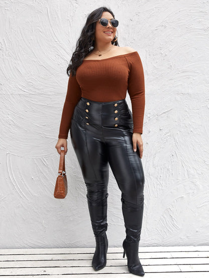 Off Shoulder Rib-knit Tee