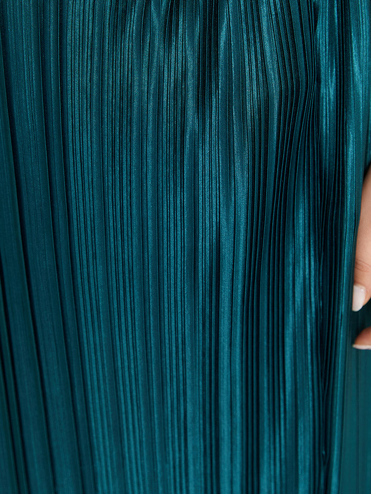 Solid Plisse Pleated Elastic Waist Skirt