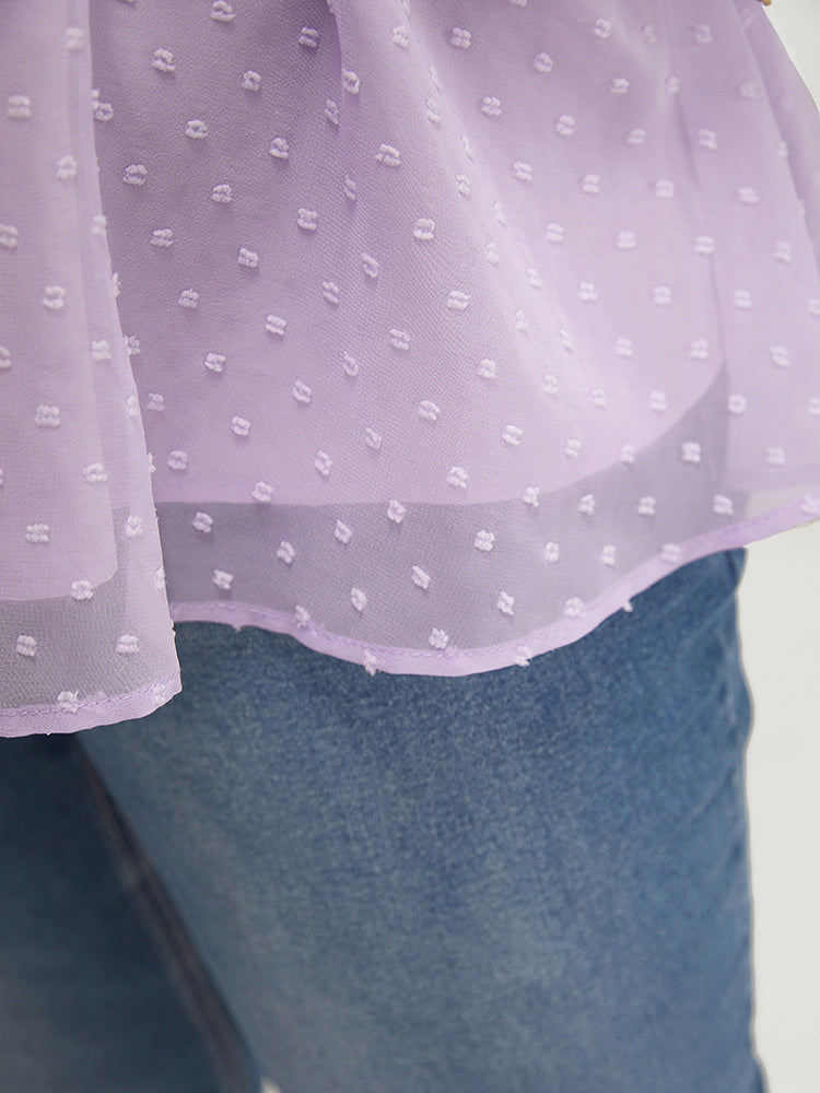 Polka Dot Knotted Button Detail Ruffle Trim Cami Top