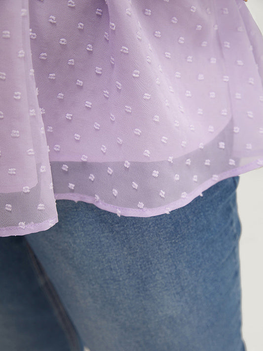 Polka Dot Knotted Button Detail Ruffle Trim Cami Top