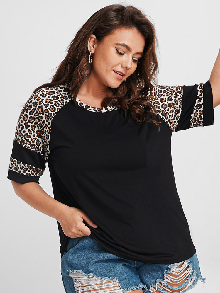 Leopard Patchwork Casual T-shirt